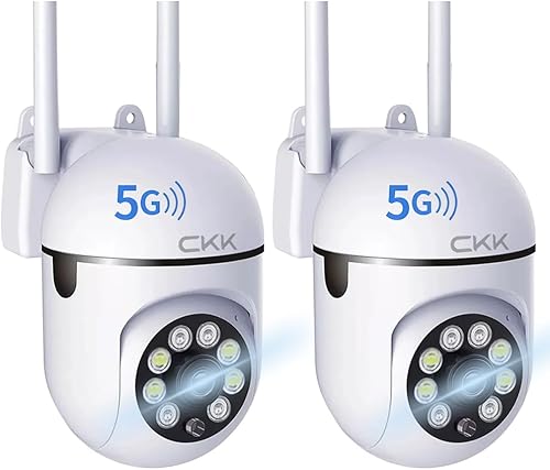 CKK Cámara de seguridad inalámbrica 1080P, 2 cámaras PTZ WiFi de 2 MP para el hogar (doble banda 2.4G5G), panorámicainclinación de 360, visión