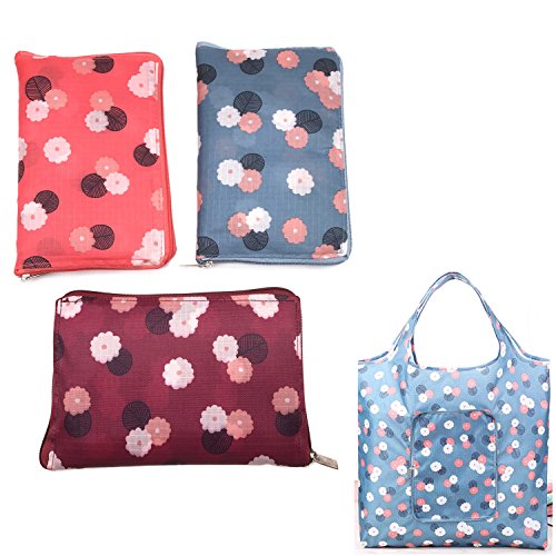 Pack von 3 Pcs Druck Große faltbar wiederverwendbar Lebensmittels Wasserdicht Tragetasche Einkaufstasche blume Cover