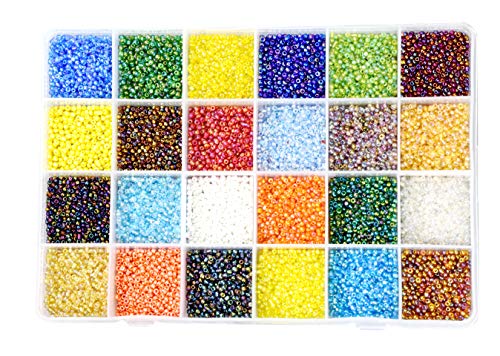 Image of Mandala Crafts 11 /0 Glass Seed Beads for Beadwork - 18000 Pcs 2mm AB Iridescent Round Small Rocaille Beads for Jewelry Making, Necklace Bracelet Earring Craft Supplies
