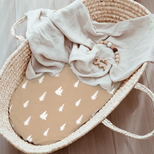 Image of Bassinet Sheets 3 Pack, Breathable Cozy Fitted Mattress Sheet, Elastic Travel Bassinet Fashionable, Standard Cradle Safe Sheets for Baby Boy Girls 32 inch x 16 inch Jungle Animal