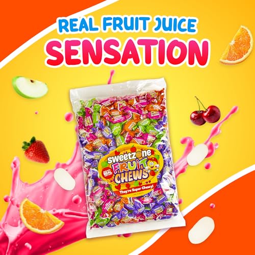 Sweetzone Fruit Chews - 1kg Bag of Sweets - Enjot the Irresistible Gummy Sweets and Chewy Sweets Fruity Candy - Experience the Burst of Fruity Flavours in Every Piece - Halal Sweets for Everyone