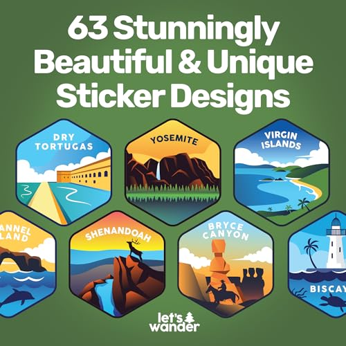 Calcomanías de Parques Nacionales LET'S WANDER impermeables juego de 63 piezas para portátiles 3