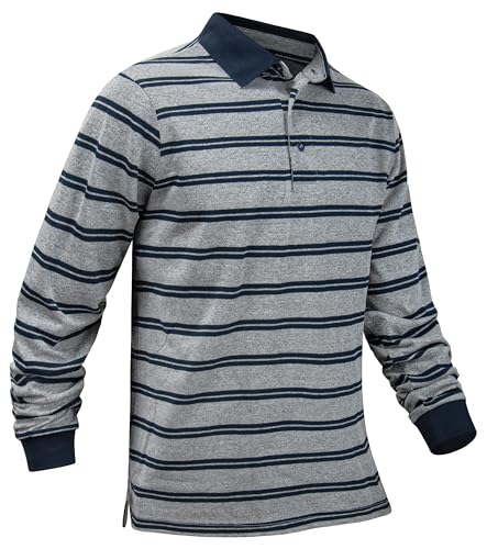 TAPULCO Mens Classic Fit Striped Polo Shirts Long&Short Sleeve Casual Collared Sports Daily T-Shirts for Everyday Wear