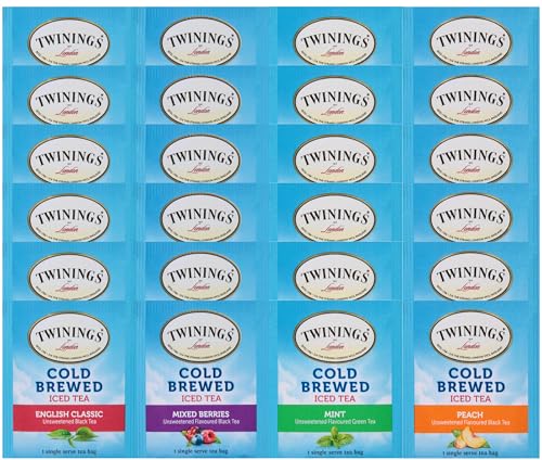 Twinings Cold Brewed Iced Tea Bag Variety Sampler (Pack of 24)