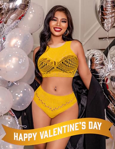 Image of Avidlove Womens Fishnet Lingerie for Women Sexy Two Piece Lingerie Set Stripper Outfit