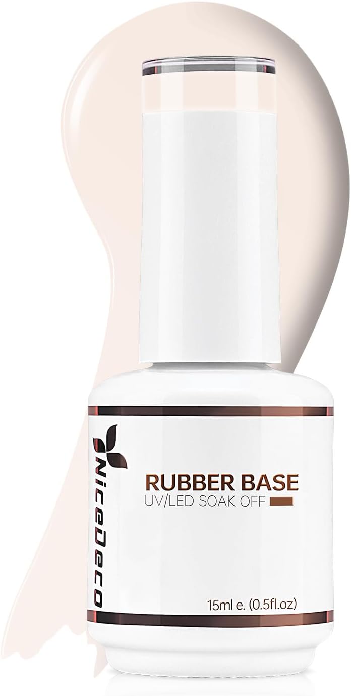 Nicedeco Rubber Base Gel Pink 15 ml LED UV Cruelty Free, Vegan Rubber Gel Soak Off Nail Art Manicure 05