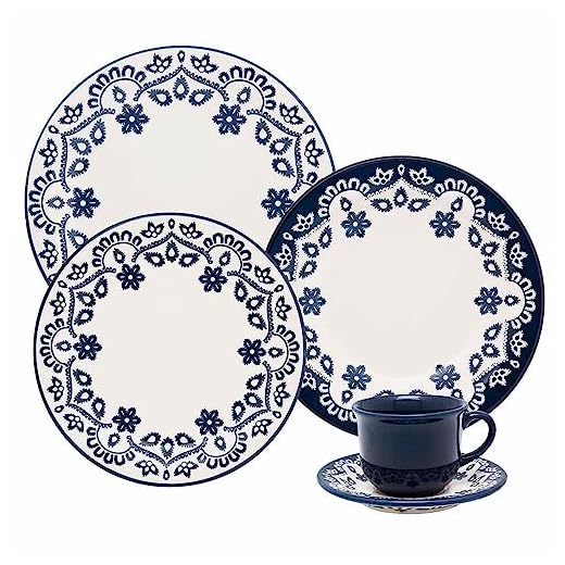 1 Aparelho de Jantar e Chá 30 Peças Oxford Daily Floreal Energy Branco/Azul