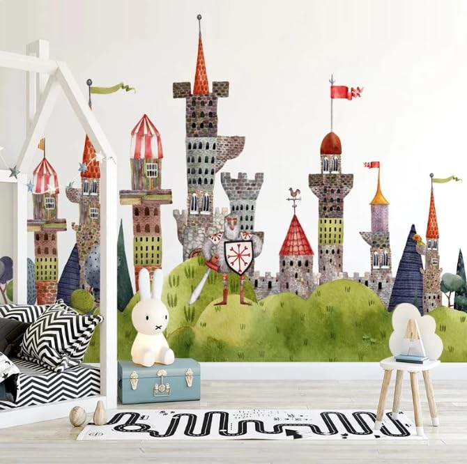 Papier peint nordique château impression 3D haute définition pour décoration murale - 2