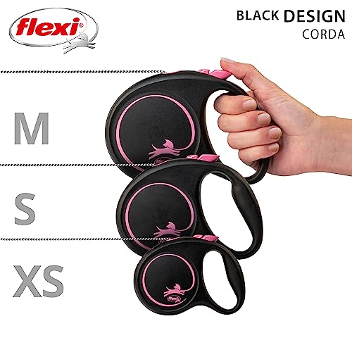 Guia FLEXI Black Design Corda P 5m - Rosa