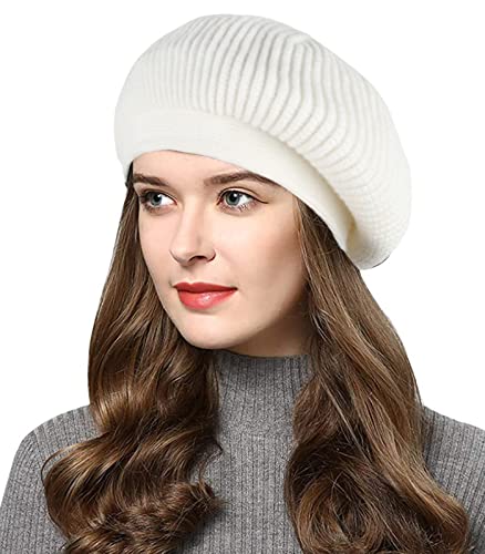 Wantonfy Femme Béret français en Laine Mélangée Classique Francais Laine Chapeau de Béret Cover
