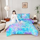 Gymnastics Dance Lover Kids Comforter Set Twin Size,Starry Sky Tie-dye Dreamy Bedding Set,Girls Boys Adults Home Decor,Cheerleading Blue Purple Down Comforter,Romantic Duvet Insert,1 Pillowcase