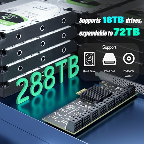 Image of 16-Port SATA Expansion Card (PCIe 3.0 x1 to 6Gbps SATA Card), Compatible with Windows /Mac /Linux /NAS