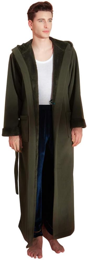 Shisyan 温泉浴衣 メンズ ゆかた フランネルメンズバスローブ秋と冬の長いサンゴベルベットローブ
