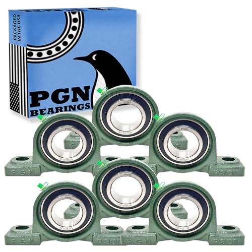 PGN UCP209-28 Pillow Block Bearing - Pack of 6 Mounted Pillow Block Bearings - Chrome Steel Bearings with 1 3/4