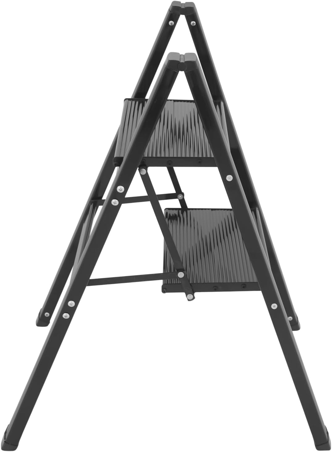 2 Step Ladder, Protable Heavy Duty Step Stool, Folding Step Stool with Wide Anti-Slip Pedal & Convenient Handgrip, Sturdy Steel Ladder for Kitchen, Garage & Outdoor Use