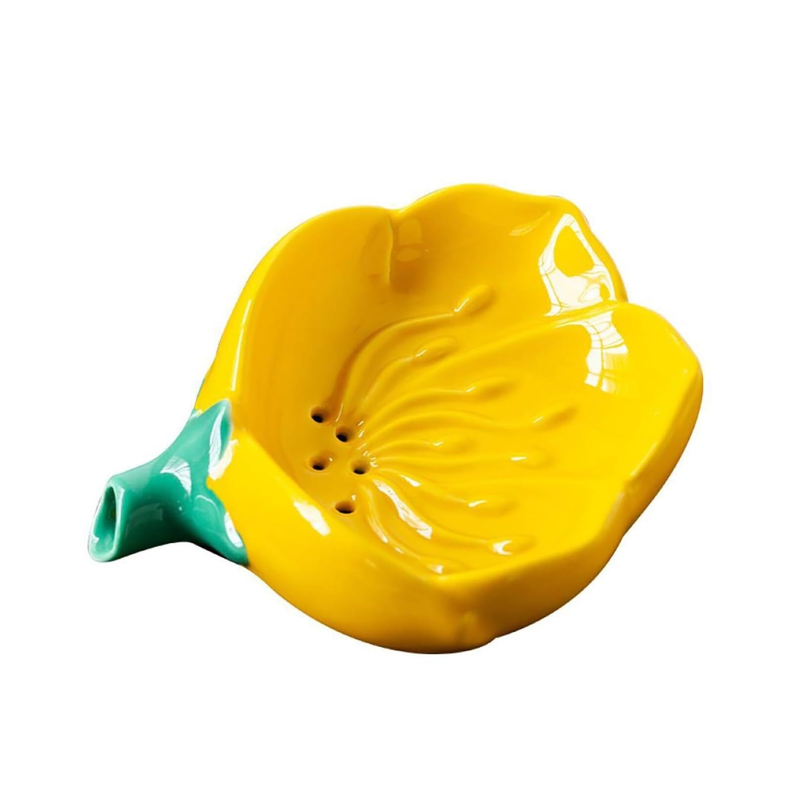 Porte-savon en céramique floral avec filtre de drainage pour salle de bain