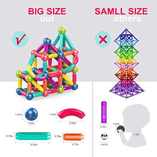GGEROU Magnetic Balls and Rods Set, Educational Magnet Building Sticks Blocks 3D Puzzle Toy for Kids Children,Stacking Toys Puzzle Magnetic Blocks， Creativity STEM Toys Gift for Kids Toddlers (42 Pcs)