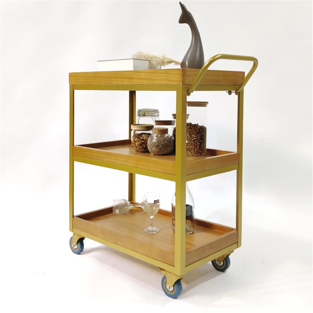 Carro de Comedor para Hotel, Restaurante de Negocios, Coche de Reparto Móvil, Carro de Barra de Empuje Manual Multifuncional de Hierro/D/80X40X75Cm