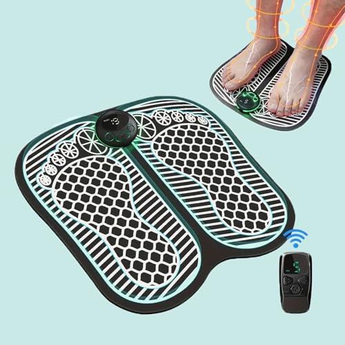 MKAEYYO Electronic Foot Massager - EMS Foot Massager, Recovery Multi-Functional Massage Cushion, Muscle Stimulation Massage Pad, USB Rechargeable, Foot Massage Circulation Massager (Black)