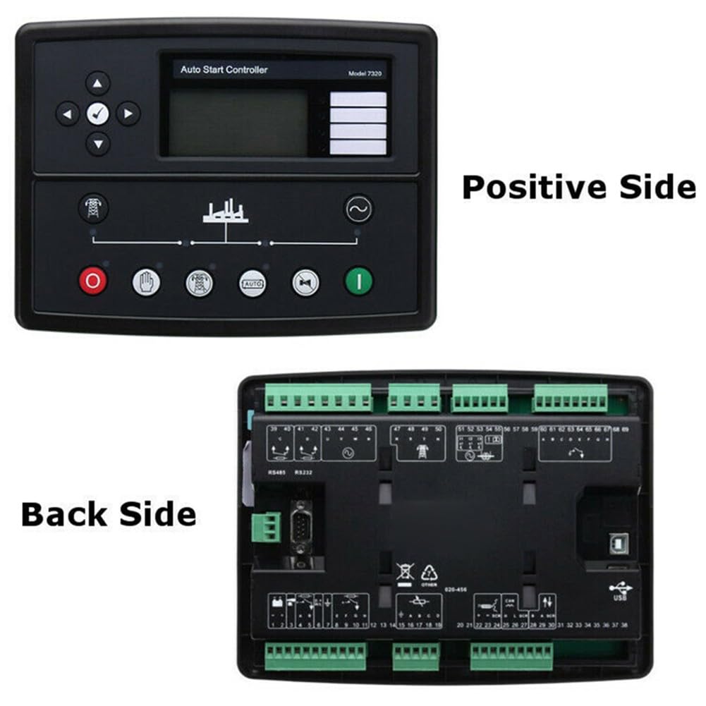 DSE7320 Generatore Diesel Auto Start Controller Modulo per ATS, ABS nero e pannello in metallo con display LCD, relè CC 15A, compatibile con sistemi Deep Sea