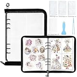 Mlife Sticker Organizer Binder Sticker Storage Organizer Reusable Sticker Book Collecting Album A5 Sticker Collecting Book Clear Sticker Binder Album with Blank Release Paper, Tweezer & Spatula(Black)
