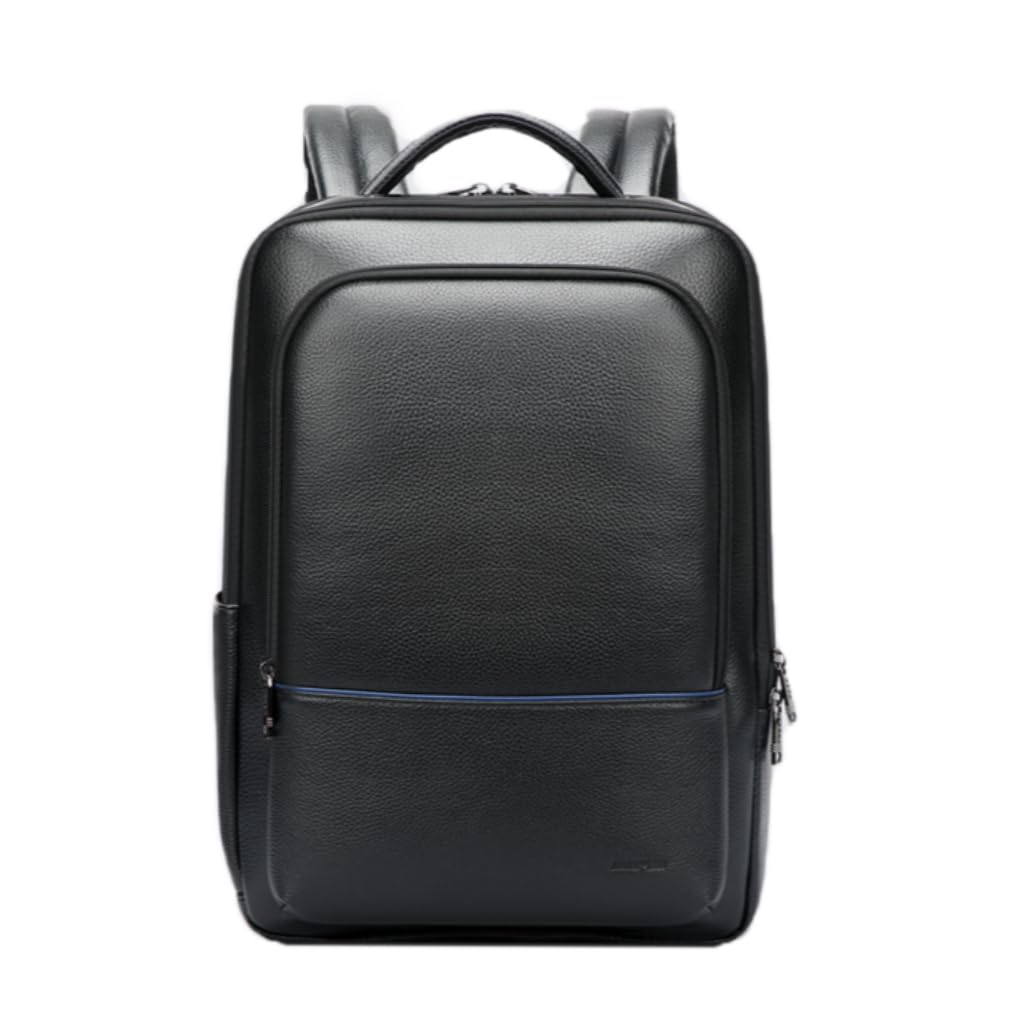 BOPai Genuine Leather Backpack for Men Multi-Function 15.6 inch Laptop Premium Executive Business Travel Friendly Smart Rucksack Anti Theft Large Capacity Office Classic Black