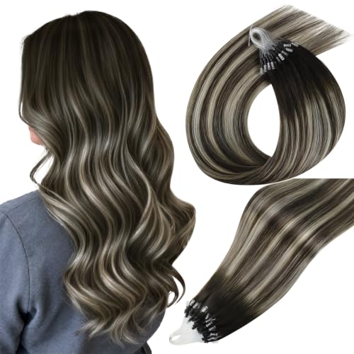 Easyouth 22In Microlink Hair Extensions Human Hair Balayage Lightweight
