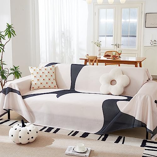 Homxi Housse de Protection Canapé de Jardin 3 Places,180x360CM,Housse Canapé d Angle Motif Géométrique Housse de Canapé d'angle Soie de Glace Serviette de...