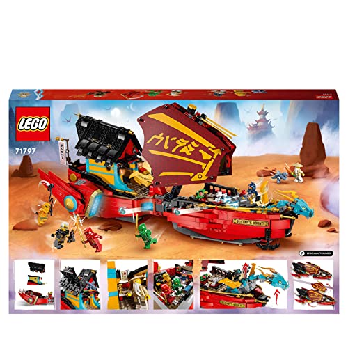 NINJAGO Il Vascello del Destino - Corsa Contro il Tempo, Set con Nave Giocattolo Volante, 2 Figure di Drago e 6 Minifigure, Giochi per Bambini e Bambine da 9 Anni, Idea Regalo di Compleanno 71797 - Lego - Immagine 8