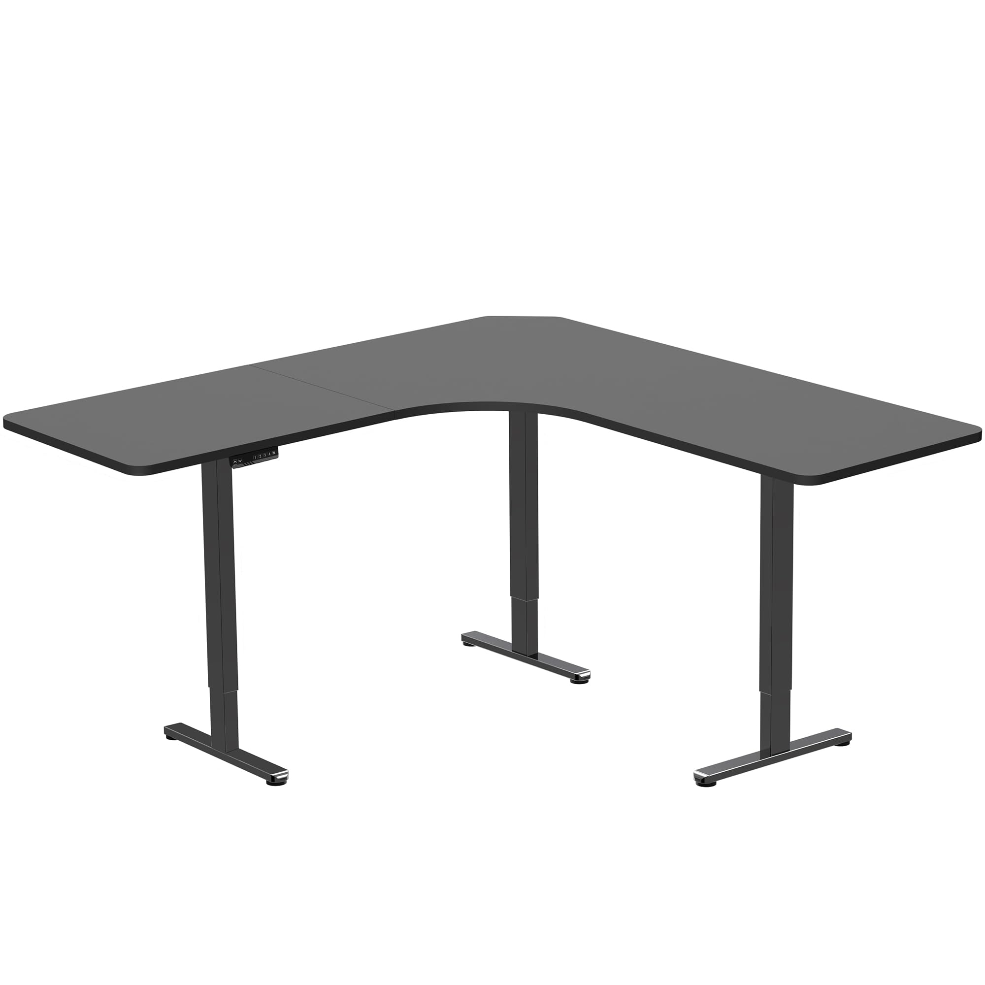 VIVO Electric Height Adjustable 83 x 83 inch Curved Corner Stand Up Desk Black Table Top Black Frame — view 9