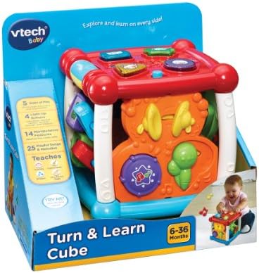 VTech Baby Turn and Learn Baby Activity Cube | Interactive Educational Toy with Shape Sorter, Music & Sounds for Early Development | Suitable for Babies from 6 Months+