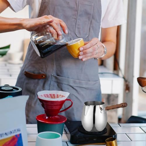 Image of Supvox 600ml Milk Frothing Pitcher with Wooden Handle
