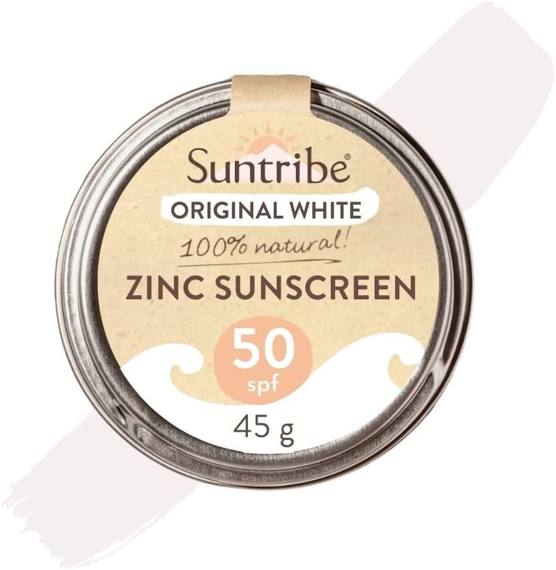 Suntribe All Natural Zinc Sunscreen Face & Sport - SPF 30 - Organic - 100% Zinc - Reef Safe - 3 Ingredients - Water resistant - ORIGINAL WHITE (30 g)