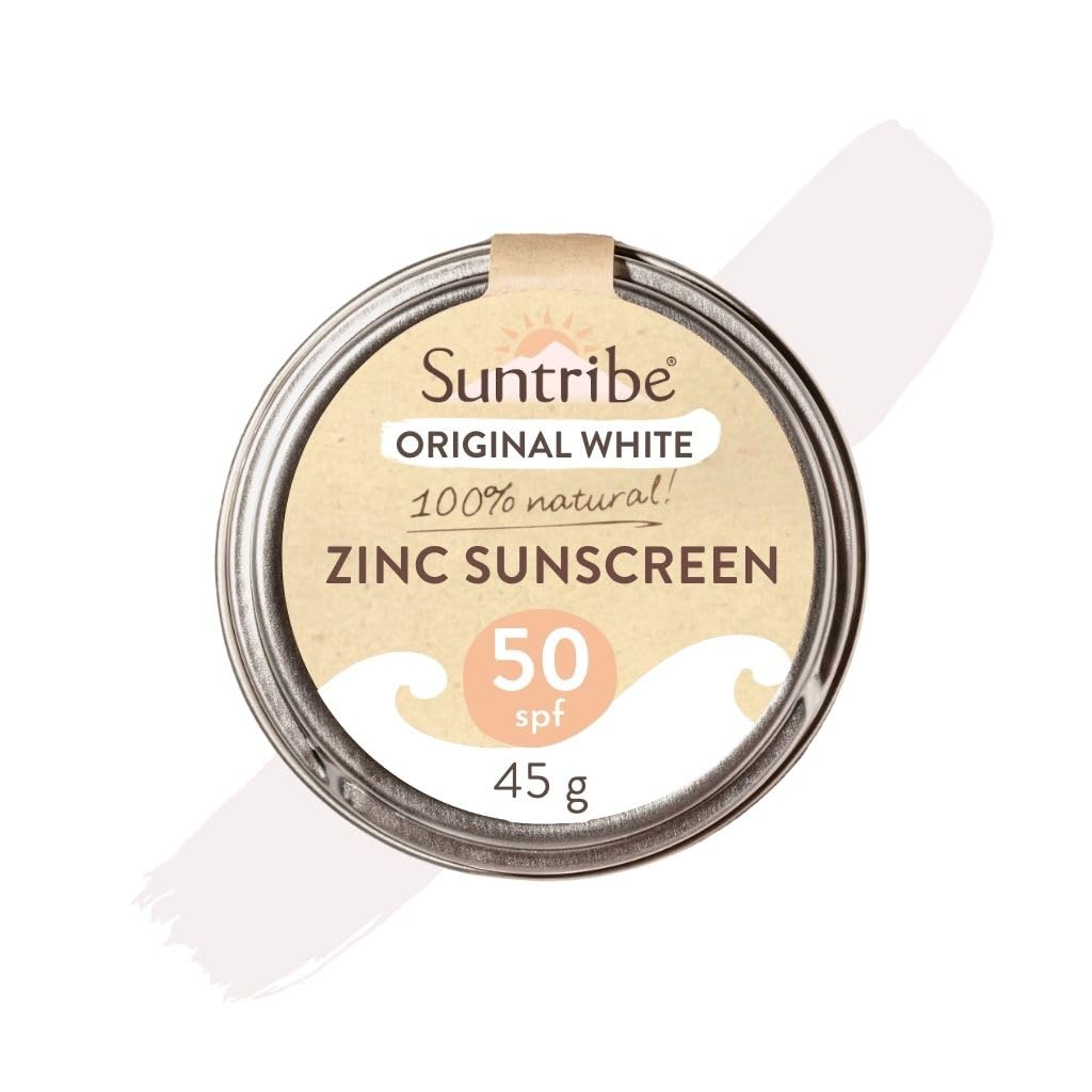 Suntribe All Natural Zinc Sunscreen Face & Sport - SPF 30 - Organic - 100% Zinc - Reef Safe - 3 Ingredients - Water resistant - ORIGINAL WHITE (30 g)