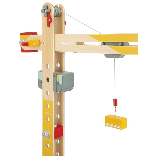 Foto 8 de 8 de Janod - Grúa Grande de Madera 74 cm - Juguete de Imitación - Juego de Construcción - Rotación 360° y Móvil