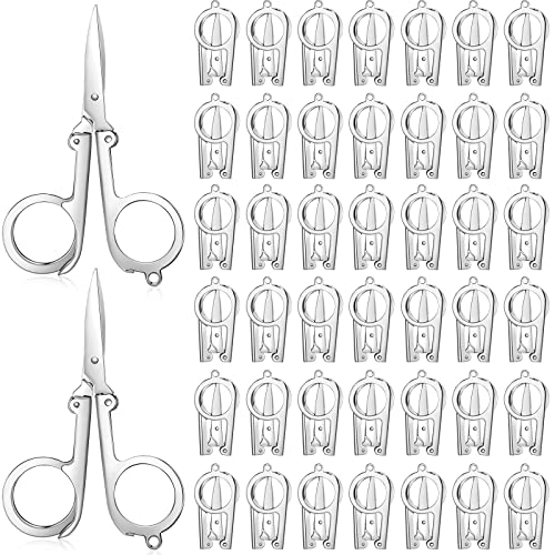 Chumia 50 Pcs Stainless Steel Small Folding Scissors Portable Mini Travel Foldable Pocket Scissors for Craft Office School Outdoors Home Camping Hanging