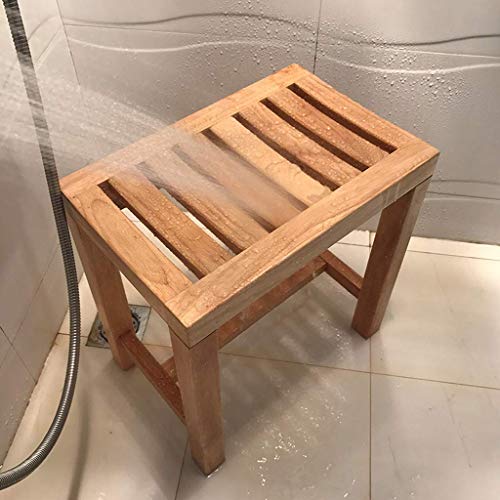 RTY-BY Wasserfest Duschbank Badhocker for Senioren Bad Stuhl Badezimmer Hocker Holz Dusche Bank Erwachsene Anti-Rutsch Duschsitz Schuhe Hocker, 42 × 28 × 43cm