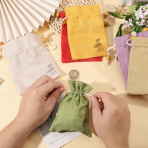 Bolsas de tela para joyería de 5.5x3.9 pulgadas, pack de 24 saquitos decorativos con cordón 3
