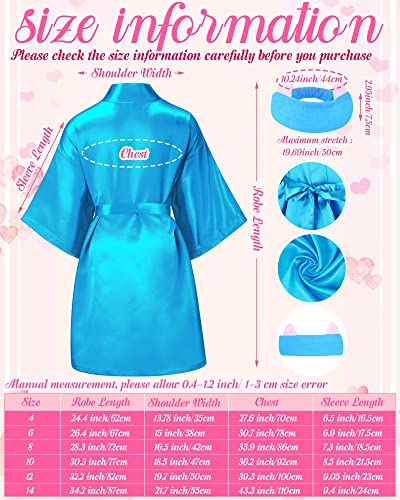 Jecery 5 Pack Kids Birthday Squad Girl Robes Silk Satin Spa Party Robes Flower Slumber Robes Diy Bathrobes With Headband For Party (Rose, Blue, 12) #TOP1