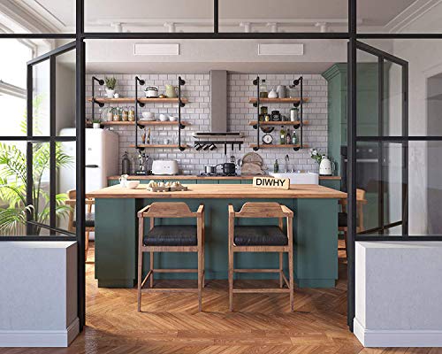 DIWHY DIY Industrial Black Pipe Bookshelf Wall Ceiling Mounted Open Bookshelf Parts Bracket Kit DIY Project (2 pcs 4 Tier Pipe Shelf) Plank not Included - Thumbnail 3