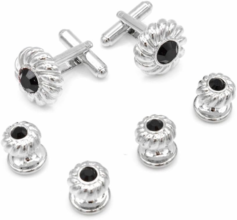 JJ Weston Black Crystal Tuxedo Cufflinks and Shirt Studs. Made in the USA
