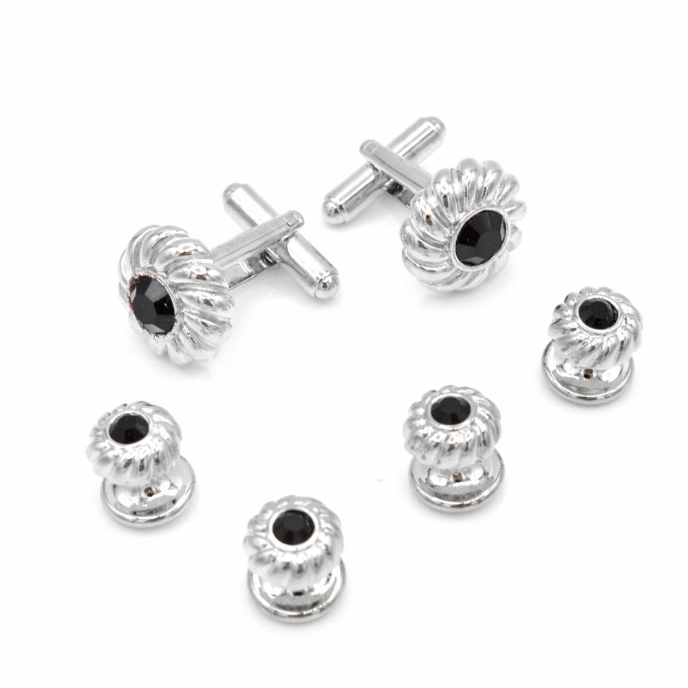 jj weston Black Crystal Tuxedo Cufflinks and Shirt Studs. Made in the USA-picture-49