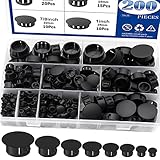 Tnisesm 200Pcs 8 Sizes Nylon Plastic Hole Plugs Black 1/4
