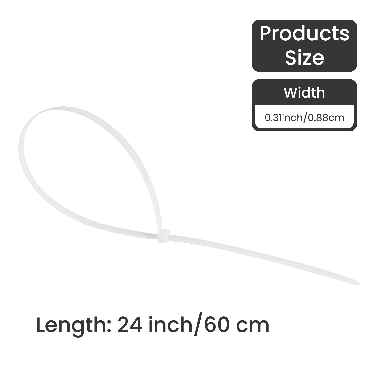 600mm x 9mm Cable Ties, 150 PCs Heavy Duty Extra Long Thick Nylon Zip Ties Self Locking Tie Wraps - Image 2