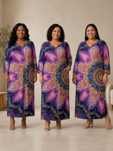 Image of SUZONANA Plus Size Dresses for Curvy Women African Print American Dress Summer Outfits Casual Loose with Pocket