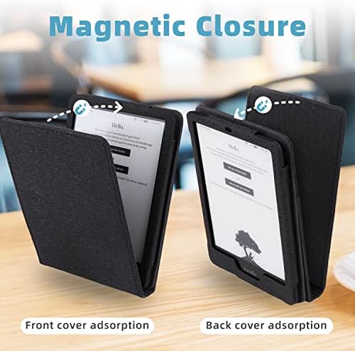 WALNEW Flip Case for 6.8 Kindle Paperwhite 11th Generation 2021  Two Hand Straps PU Leather Vertical Multi-Viewing Stand Cover with Auto Wake/Sleep for Kindle Paperwhite 2021 Signature Edition