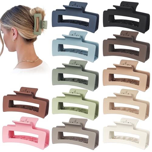 12 Pack Hair Clips for Women, 4.1" Large Hair Claw Clips for Women Thick Thin Hair, Strong Hold Big Banana Clips