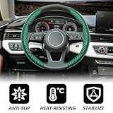 2pcs Universal Fit Carbon Fiber Steering Wheel Cover, Anti-Skid Steering Wheel Cover/Segmented Steering Wheel Protector/Car Interior Accessories (Bright Green) - Image 4