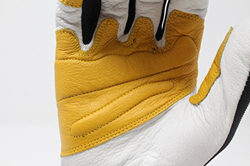 Ironcat 86555 Premium Top Grain Goatskin Leather Gloves –Black/White/Yellow, Large, Spandex Back Work Gloves #TOP3