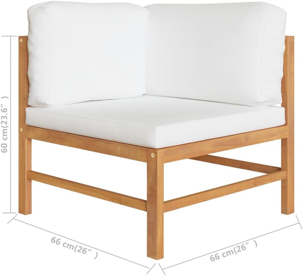 vidaXL Corner Sofa 2 pcs, Outdoor Patio Corner Seat with Cushions, Patio Sofa Chair Armless, Outdoor Sectional Sofa Couch for Balcony Garden, Rustic, Solid Teak Wood with Waterbase Finish